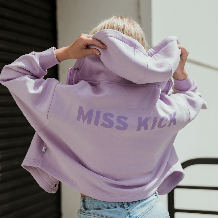 Women s Boxy Zip Up Hoodie Lilac
