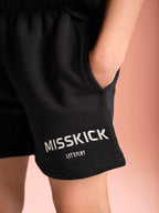misskick willow shorts black logo detail