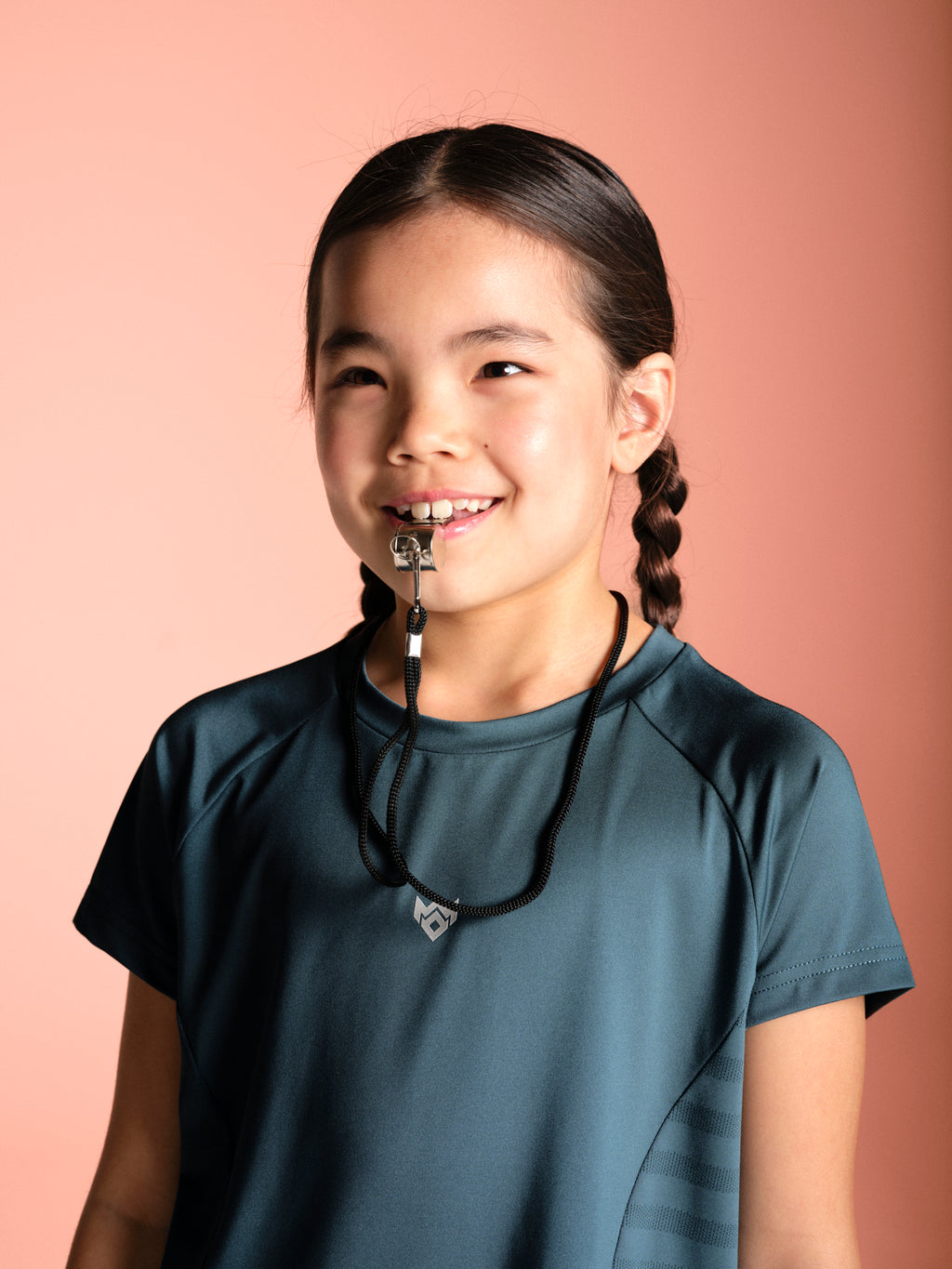 Misskick on pitch training girls tshirt teal logo detail