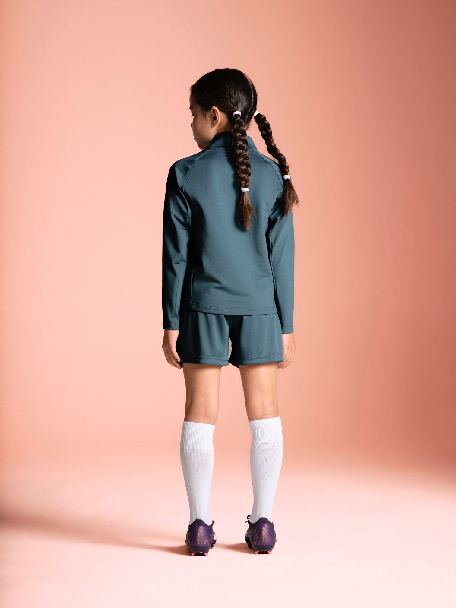 Poppy 1/4 zip girls training top teal back