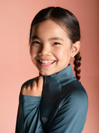 Poppy 1/4 zip girls training top teal detail