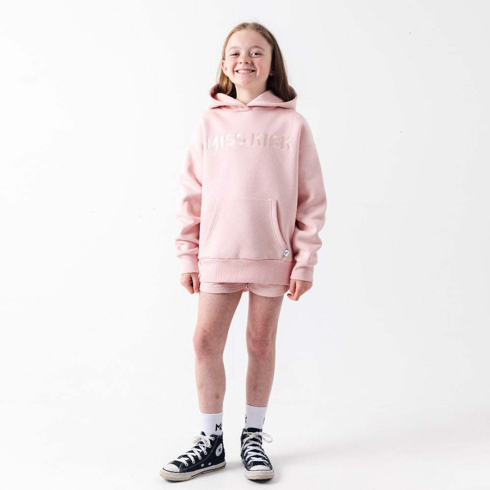 Girls Everyday Loose Fit Embroidered Hoodie - Blush