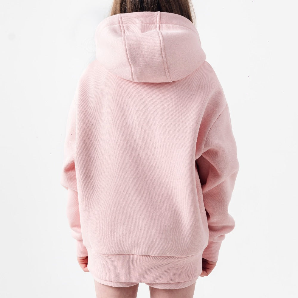 Girls Everyday Loose Fit Embroidered Hoodie - Blush