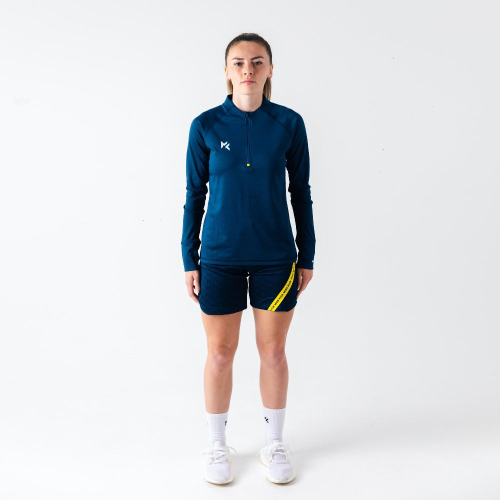 Womens Football 1/4 Zip Training Top Blue